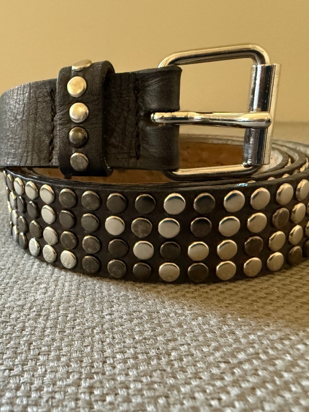 Streets Ahead Black Leather Studded Belt Size M/L 42"